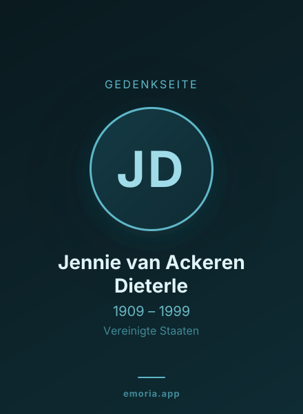 Gedenkportrait von Jennie van Ackeren Dieterle