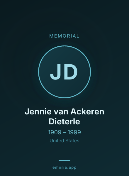 Memorial portrait of Jennie van Ackeren Dieterle