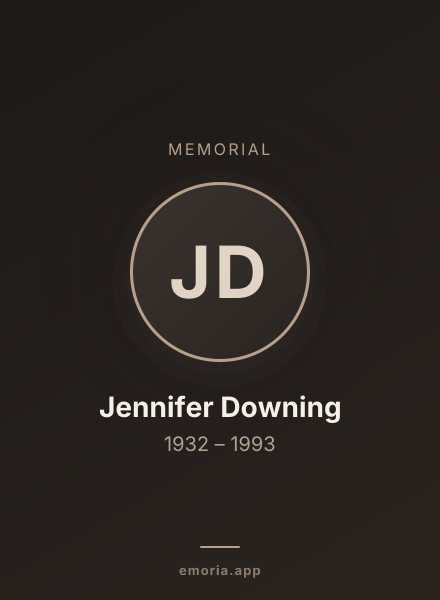 Memorial portrait of Jennifer Downing