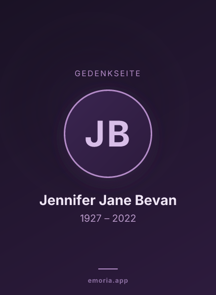 Gedenkportrait von Jennifer Jane Bevan