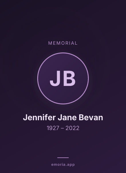 Memorial portrait of Jennifer Jane Bevan