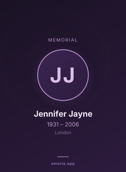 Memorial portrait of Jennifer Jayne