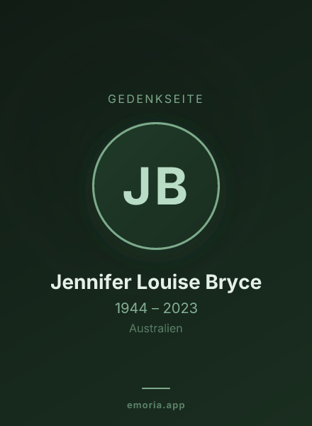 Gedenkportrait von Jennifer Louise Bryce