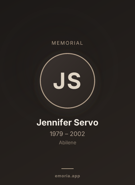 Memorial portrait of Jennifer Servo