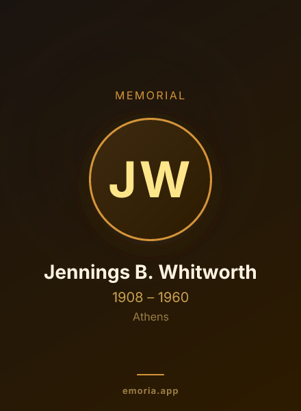 Memorial portrait of Jennings B. Whitworth