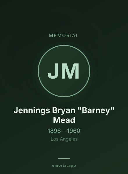 Memorial portrait of Jennings Bryan "Barney" Mead