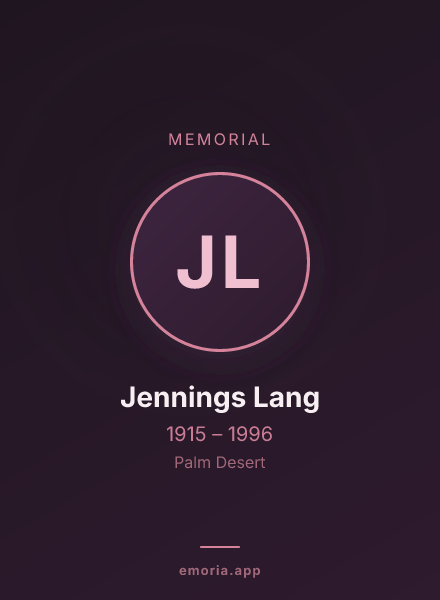 Memorial portrait of Jennings Lang