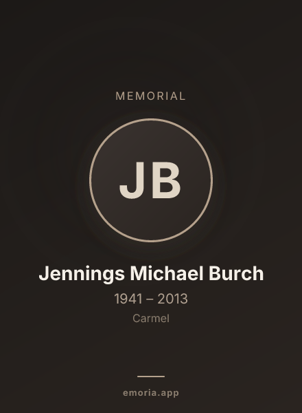 Memorial portrait of Jennings Michael Burch