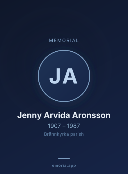 Memorial portrait of Jenny Arvida Aronsson