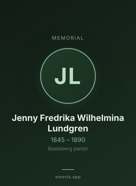 Memorial portrait of Jenny Fredrika Wilhelmina Lundgren