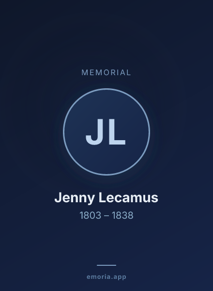 Memorial portrait of Jenny Lecamus
