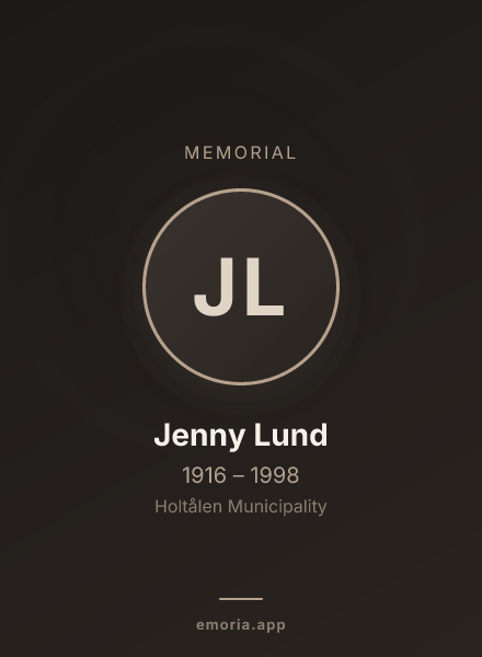 Memorial portrait of Jenny Lund