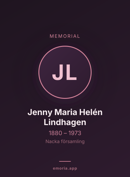 Memorial portrait of Jenny Maria Helén Lindhagen