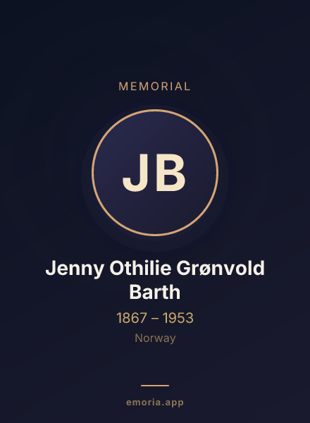 Memorial portrait of Jenny Othilie Grønvold Barth