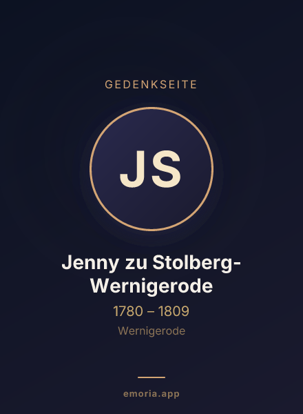 Gedenkportrait von Jenny zu Stolberg-Wernigerode