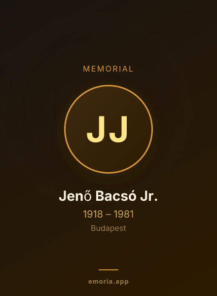 Memorial portrait of Jenő Bacsó Jr.