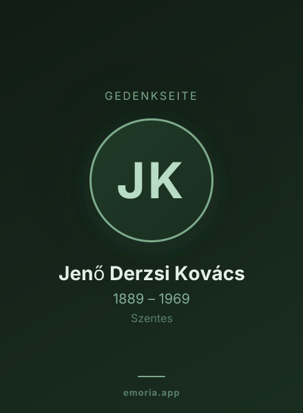 Gedenkportrait von Jenő Derzsi Kovács