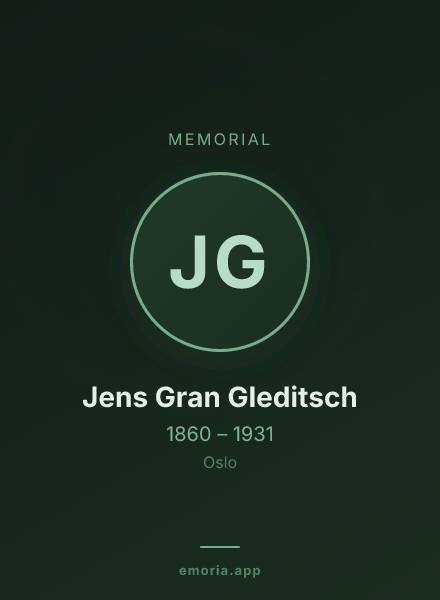Memorial portrait of Jens Gran Gleditsch