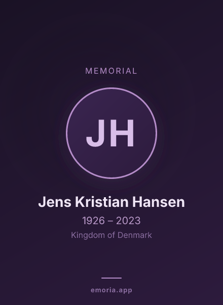 Memorial portrait of Jens Kristian Hansen