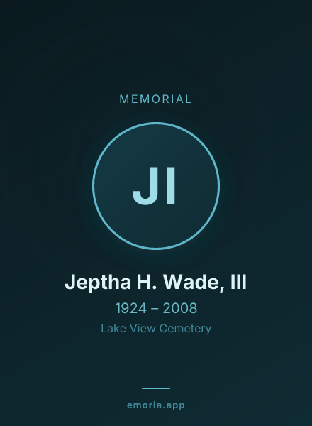 Memorial portrait of Jeptha H. Wade, III