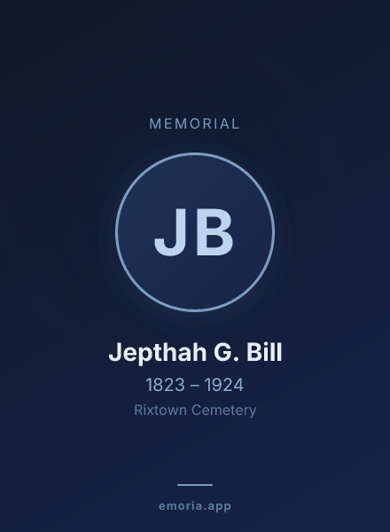 Memorial portrait of Jepthah G. Bill