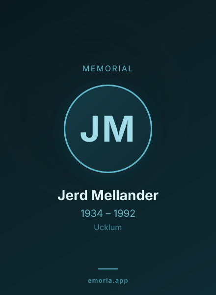 Memorial portrait of Jerd Mellander