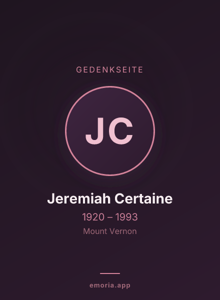 Gedenkportrait von Jeremiah Certaine
