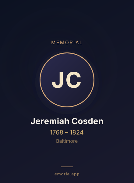 Memorial portrait of Jeremiah Cosden