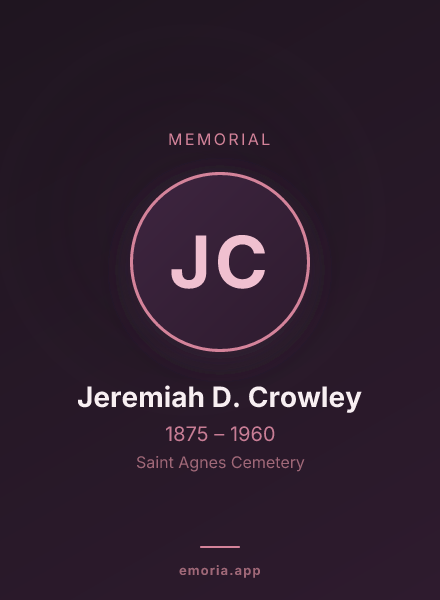 Memorial portrait of Jeremiah D. Crowley