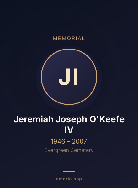 Memorial portrait of Jeremiah Joseph O'Keefe IV