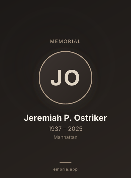 Memorial portrait of Jeremiah P. Ostriker