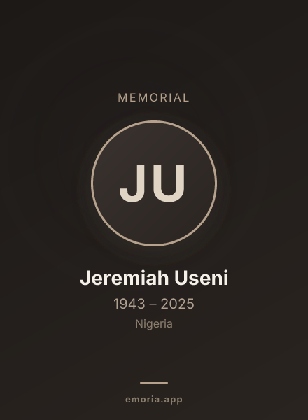 Memorial portrait of Jeremiah Useni