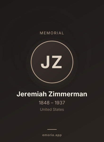 Memorial portrait of Jeremiah Zimmerman