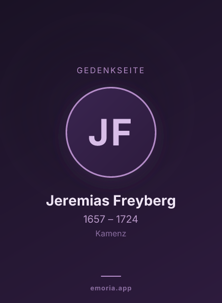 Gedenkportrait von Jeremias Freyberg
