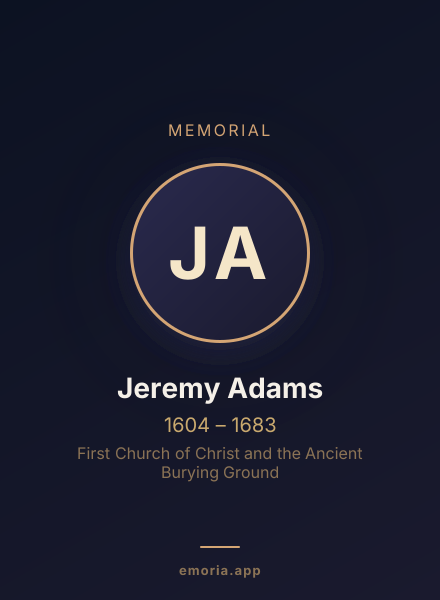 Memorial portrait of Jeremy Adams