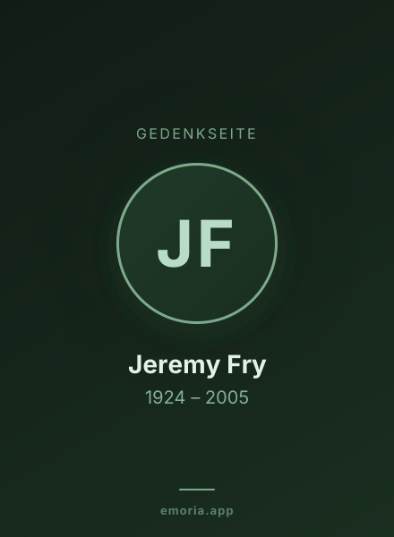 Gedenkportrait von Jeremy Fry