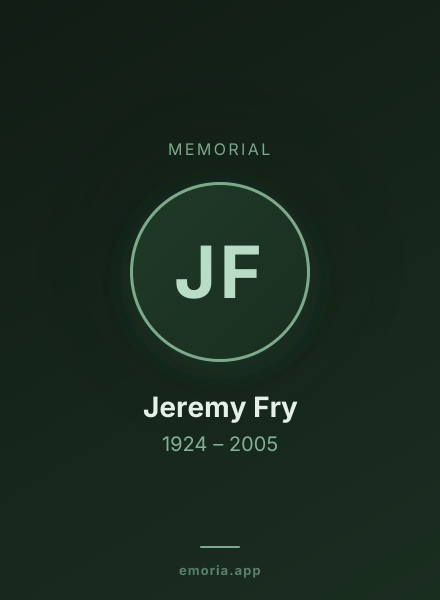 Memorial portrait of Jeremy Fry