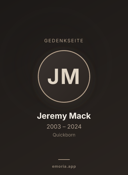 Gedenkportrait von Jeremy Mack