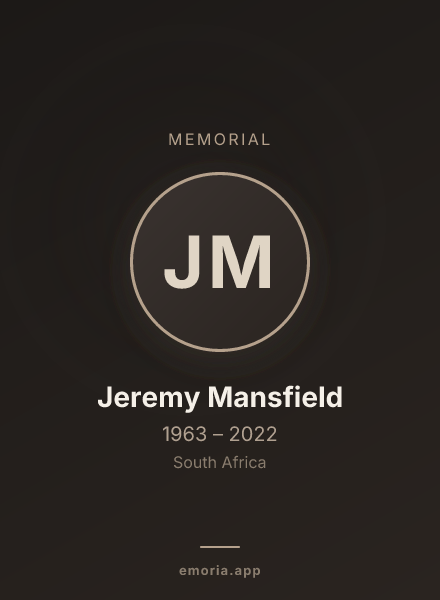 Memorial portrait of Jeremy Mansfield