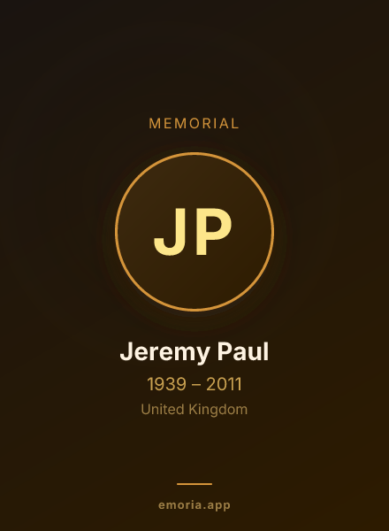 Memorial portrait of Jeremy Paul