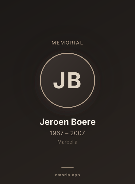 Memorial portrait of Jeroen Boere