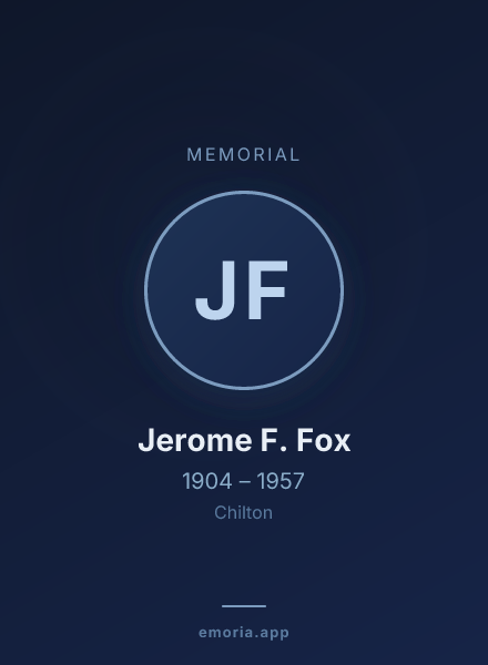 Memorial portrait of Jerome F. Fox