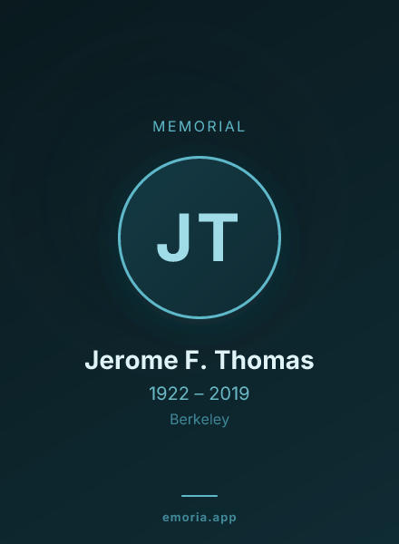 Memorial portrait of Jerome F. Thomas