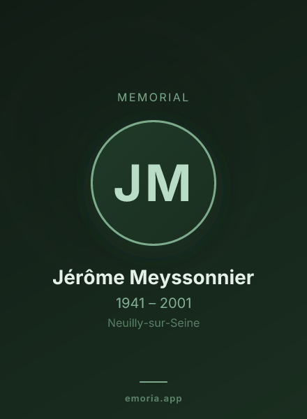 Memorial portrait of Jérôme Meyssonnier