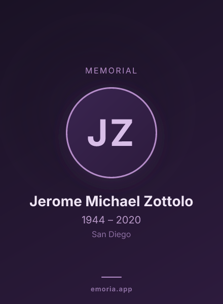 Memorial portrait of Jerome Michael Zottolo