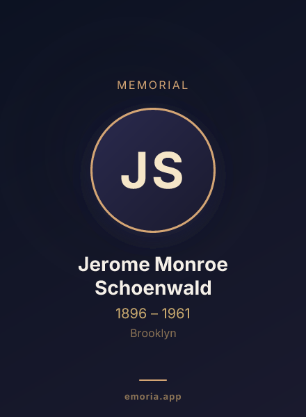 Memorial portrait of Jerome Monroe Schoenwald