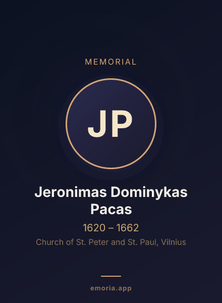 Memorial portrait of Jeronimas Dominykas Pacas
