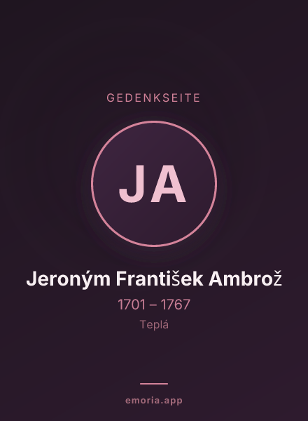 Gedenkportrait von Jeroným František Ambrož