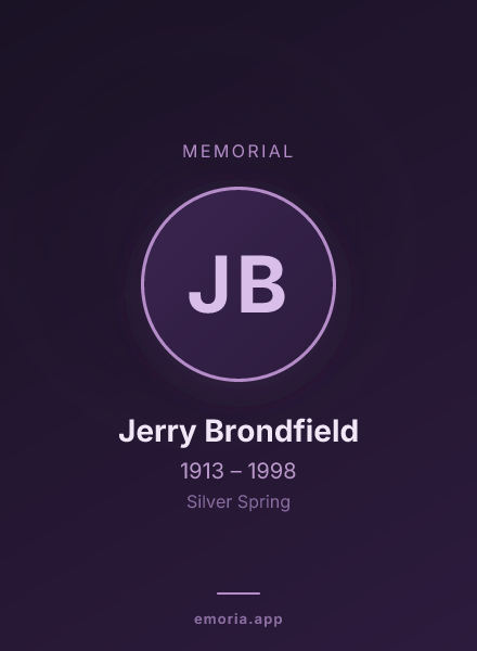 Memorial portrait of Jerry Brondfield