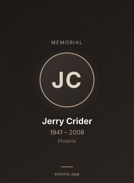 Memorial portrait of Jerry Crider